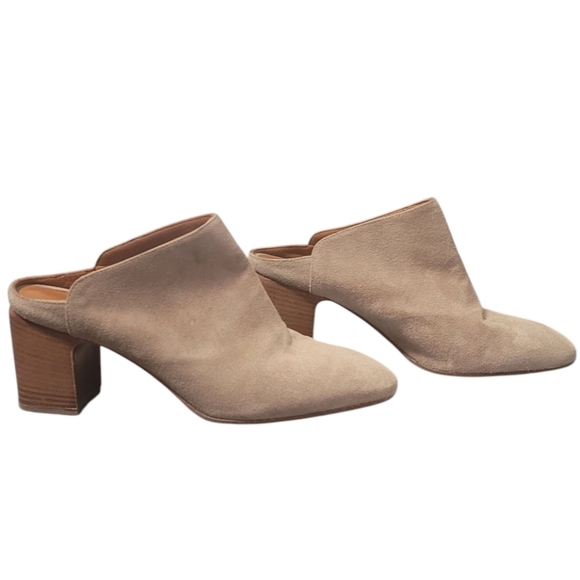 Aquatalia Shoes - Aquatalia Elisabetta Slip-on Suede Block Heel Mule Booties - 10.5 - Tan